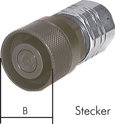 Exemplarische Darstellung: Flat-Face Schraubkupplungen mit Innengewinde unter Druck kuppelbar, Stecker