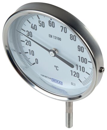 Exemplary representation: Bimetal thermometer vertical without thermowell, industrial version